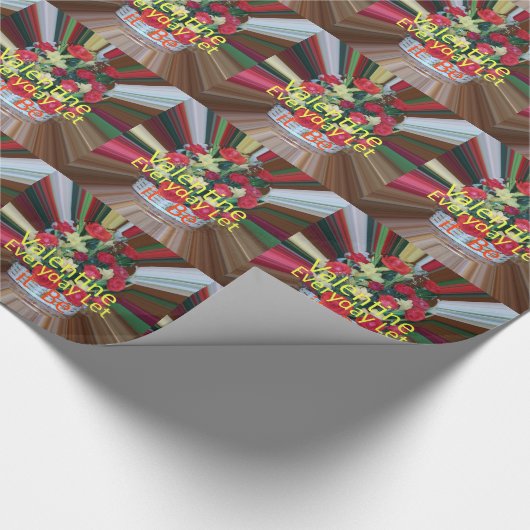 Valentijn Happy Valentijn Schattige Bloemen Tekst  Cadeaupapier (Hoek)