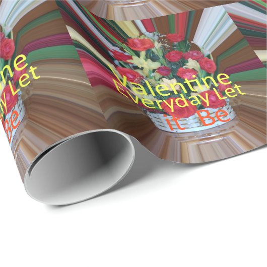 Valentijn Happy Valentijn Schattige Bloemen Tekst Cadeaupapier (Rol Hoek)