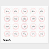 Valentijn Harde roze Gingham Patroonnaam Monogram Ronde Sticker (Vel)