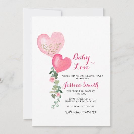 Valentijn hart baby shower uitnodiging (Voorkant)