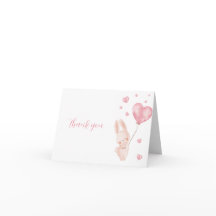 Valentijn Hart Bunny Baby shower Dank u kaart