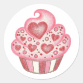 Valentijn Hart Cupcake Sticker (Voorkant)