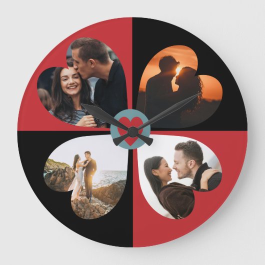 Valentijn hart fotocollage grote klok (Voorkant)