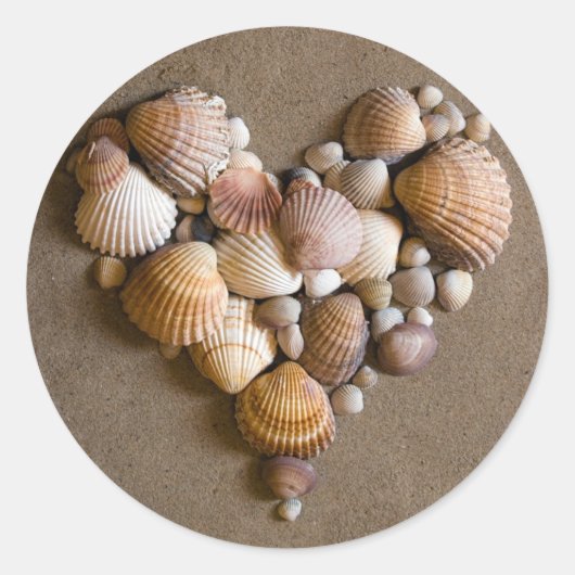 Valentijn hart gemaakt met schalen ronde sticker (Voorkant)