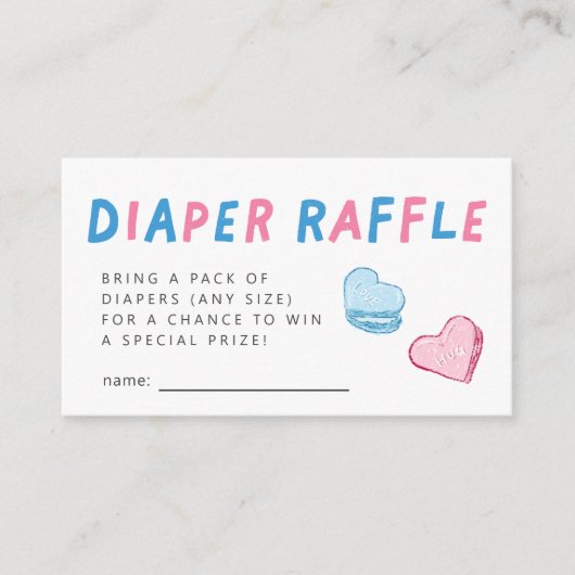 Valentijn Hart Geslacht onthullen Luier Raffle Tic Informatiekaartje (Voorkant)