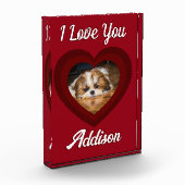 Valentijn hart hond liefde Custom foto naam op roo (Links)