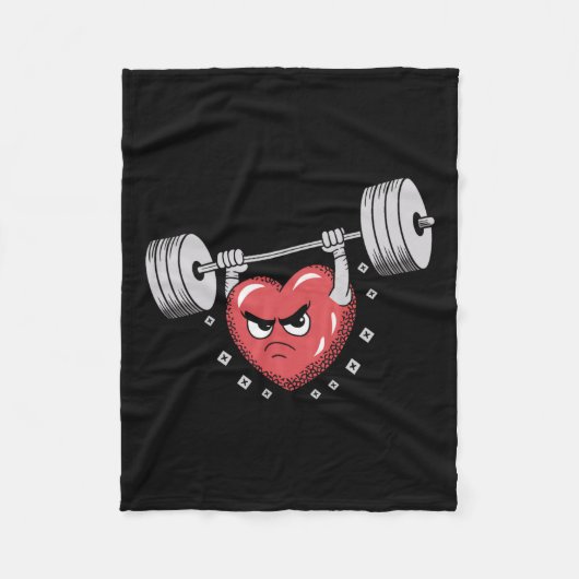 Valentijn Hart Lifting Gewichten Grappige Workout Fleece Deken (Voorkant)