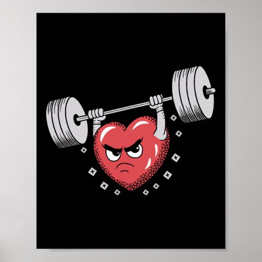 Valentijn Hart Lifting Gewichten Grappige Workout Poster (Voorkant)