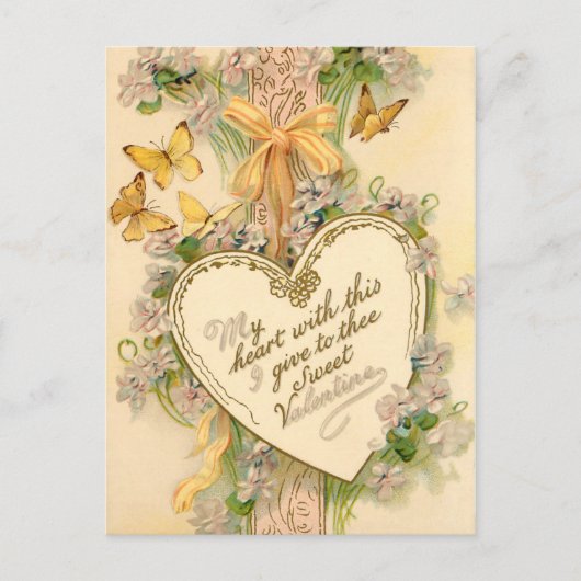 Valentijn Hart, linten en vlinders Briefkaart (Voorkant)