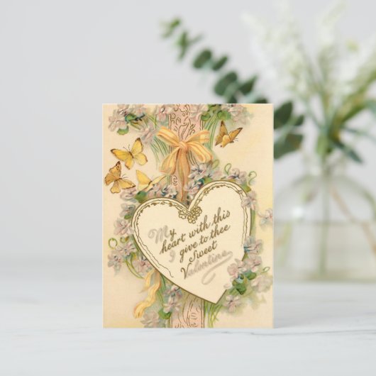  Valentijn Hart, linten en vlinders Briefkaart (Staand voorkant)