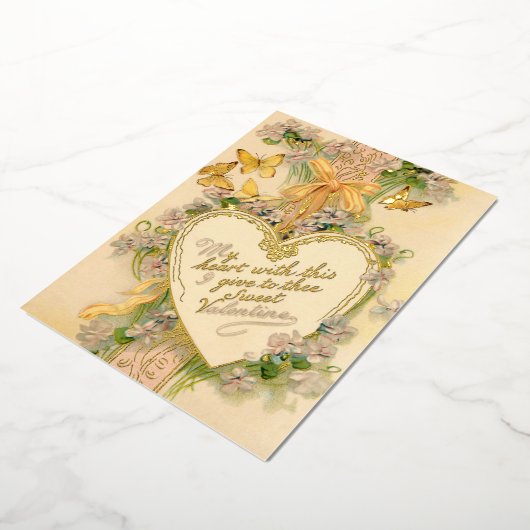 Valentijn Hart, linten en vlinders Folie Feestdagenkaart (Gedraaid)