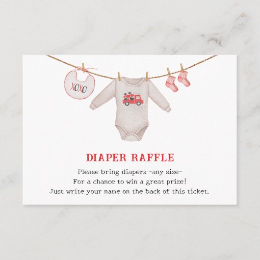 Valentijn Hart Meisje Baby shower Luier Raffle Informatiekaartje (Voorkant)