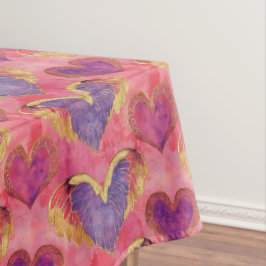 Valentijn hart met gouden vleugels tafelkleed