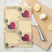 Valentijn hart met Rozen Theedoek (Quarter Fold)