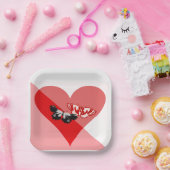 Valentijn Hart met Twee Vlinders Papieren Bordje (Feest)