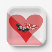 Valentijn Hart met Twee Vlinders Papieren Bordje (Voorkant)