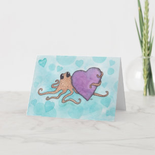 Valentijn hart octopus feestdagen kaart