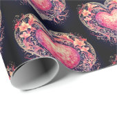 Valentijn Hart Roze Liefdesbloemen Ornamenten Cadeaupapier (Rol Hoek)