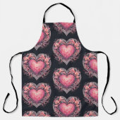 Valentijn Hart Roze Liefdesbloemen Ornamenten Schort (Voorkant)