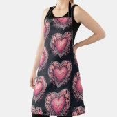 Valentijn Hart Roze Liefdesbloemen Ornamenten Schort (Insitu)