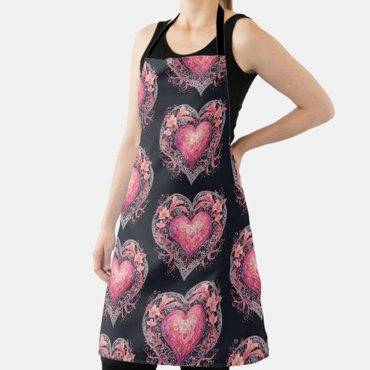 Valentijn Hart Roze Liefdesbloemen Ornamenten Schort (Insitu)