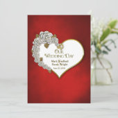 Valentijn hart/Rozen - huwelijksuitnodiging - rood Kaart (Staand voorkant)