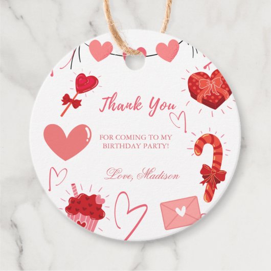 Valentijn hart Verjaardagsfeest dank u Bedankjes Labels (Voorkant)