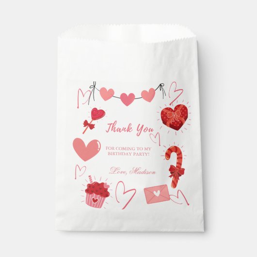 Valentijn hart Verjaardagsfeest dank u Bedankzakje (Voorkant)