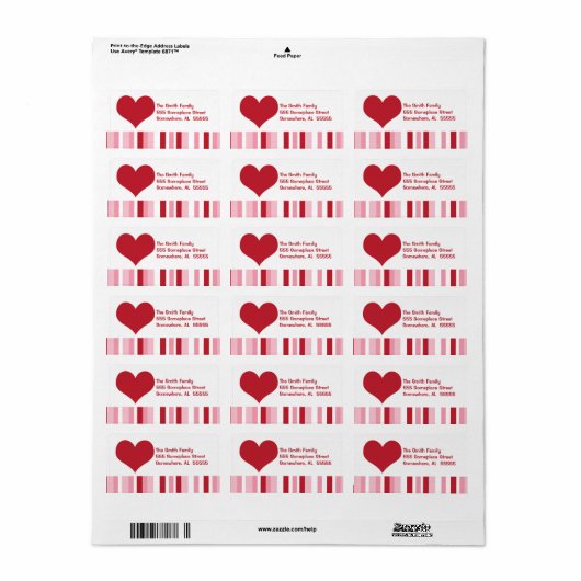 Valentijn hartadreslabel etiket (Full Sheet)