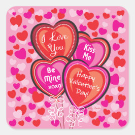 Valentijn Hartballonnen Vierkante Stickers