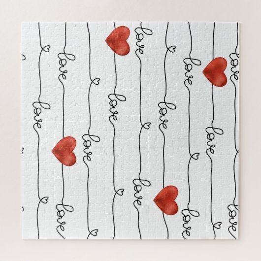 Valentijn harten: 3D lijn ontwerp Legpuzzel (Horizontaal)