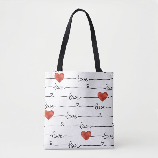 Valentijn harten: 3D lijn ontwerp Tote Bag (Voorkant)