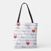 Valentijn harten: 3D lijn ontwerp Tote Bag (Achterkant)