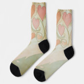 Valentijn harten achtergrond in bleek roze en groe sokken (Links)