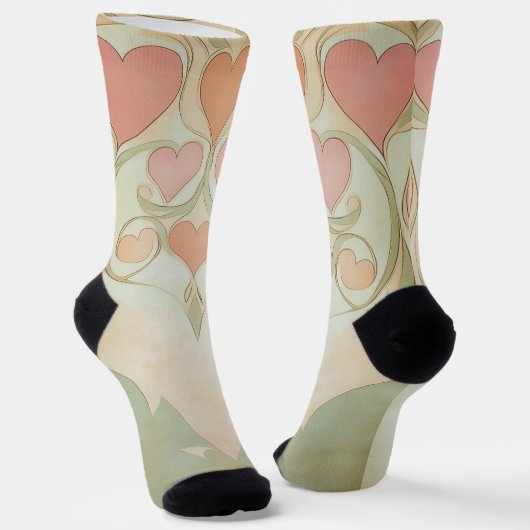Valentijn harten achtergrond in bleek roze en groe sokken (Gebogen)