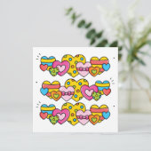 Valentijn harten bedankkaart (Staand voorkant)