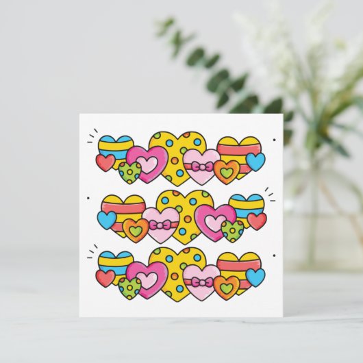 Valentijn harten bedankkaart (Staand voorkant)