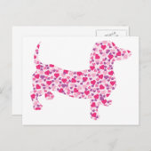 Valentijn Harten Dachshund Feestdagenkaart (Voorkant / Achterkant)