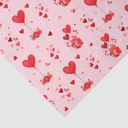 Valentijn Harten en ballonnen op roze Tissuepapier (Detail)