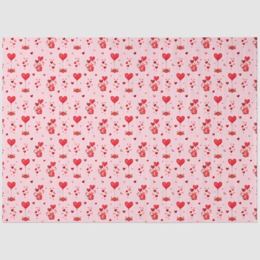 Valentijn Harten en ballonnen op roze Tissuepapier (Voorkant)
