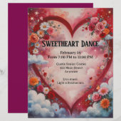 Valentijn harten en bloemen in de wolken dansen (Voorkant / Achterkant)