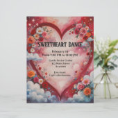 Valentijn harten en bloemen in de wolken dansen (Staand voorkant)