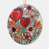 Valentijn harten en bloemen keramisch ornament (Links)