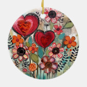 Valentijn harten en bloemen keramisch ornament (Achterkant)