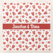 Valentijn, harten en staarten, patroonglas Onderze Glazen Onderzetter (Voorkant)