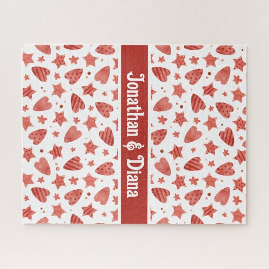 Valentijn Harten en sterren Patroon Jigzaag Puzzle Legpuzzel (Horizontaal)