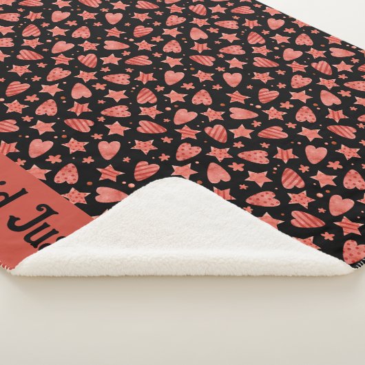 Valentijn Harten en sterren Pattern Sherpa Blanket Sherpa Deken (3/4)