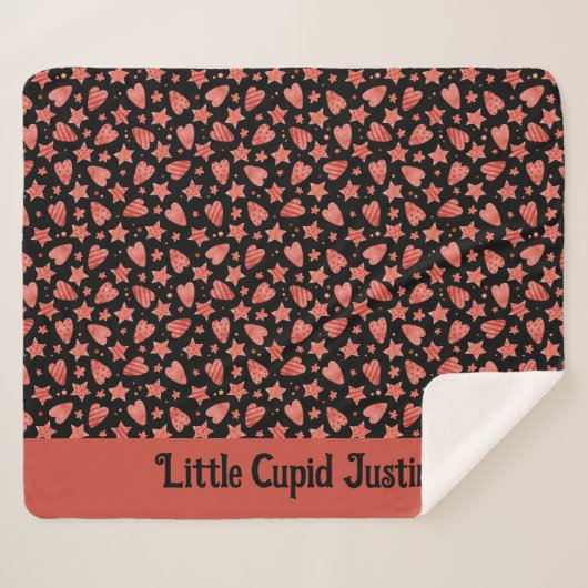 Valentijn Harten en sterren Pattern Sherpa Blanket Sherpa Deken (Voorkant (horizontaal))