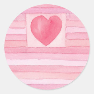 Valentijn harten en strepen ronde sticker