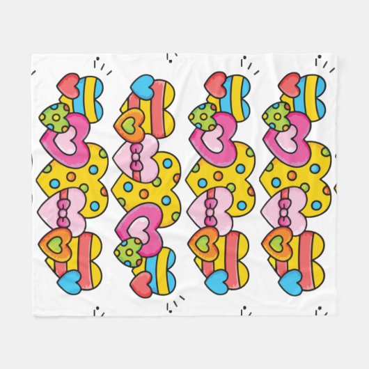 Valentijn harten fleece deken (Voorkant (Horizontaal))